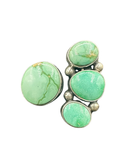 Large Quarter Cluster Ring  – Sterling Silver and Genuine Turquoise -  Authentic Handmade Native American – Emer Thompson