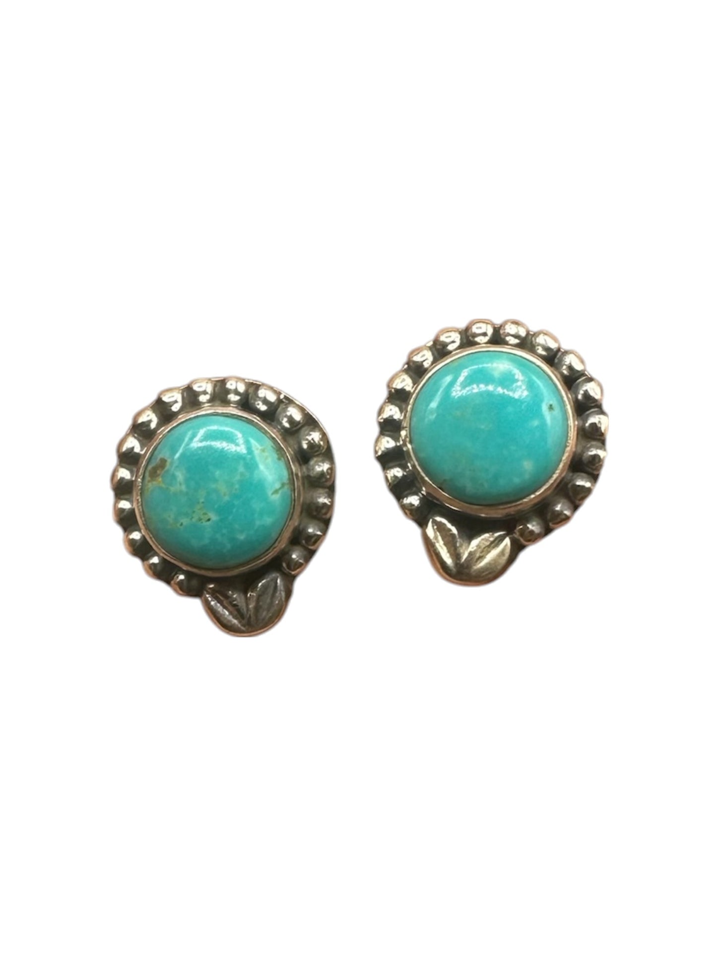 Small Turquoise Stud Earrings with Micro Pearls