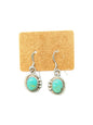 Small Cabochon Hook Dangle Earrings – Sterling Silver and Genuine Kingman Turquoise -  Authentic Native American Handmade - Artisan Collection