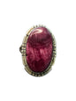 Medium Oval Cabochon Ring  – Sterling Silver and Genuine Spiny Oyster -  Authentic Handmade Zuni Native American – Sensa Eustace