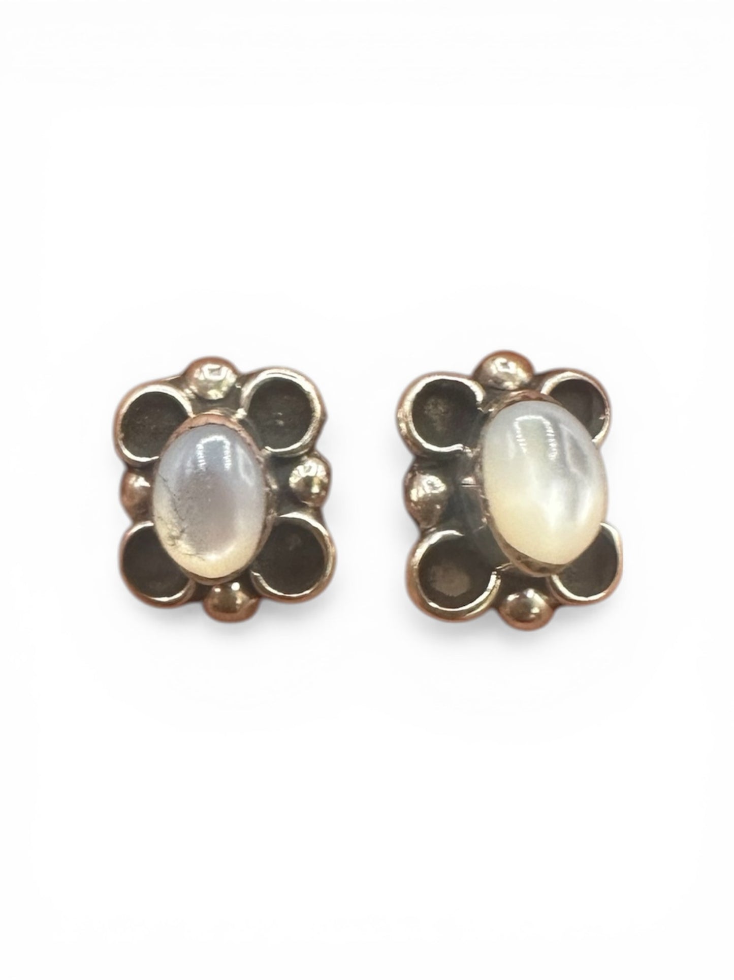 Small Butterfly Stud Earrings – Sterling Silver and Genuine Mother of Pearl -  Authentic Native American Handmade - American Sterling Silver - Made in USA