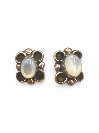 Small Butterfly Stud Earrings – Sterling Silver and Genuine Mother of Pearl -  Authentic Native American Handmade - American Sterling Silver - Made in USA