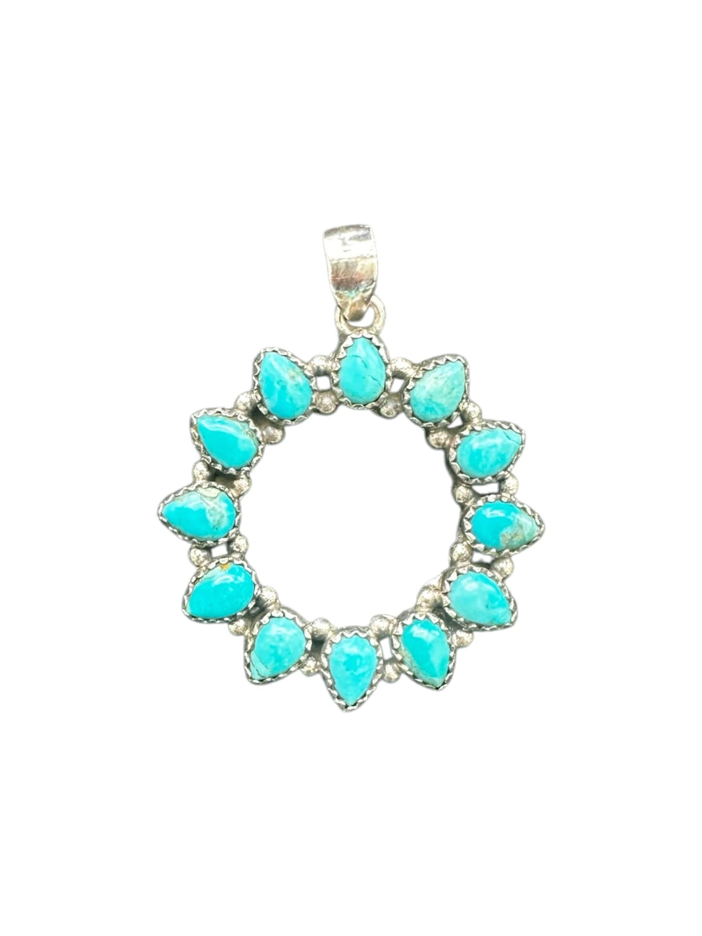 Medium Star Sun Pendant - Sterling Silver and Kingman Turquoise - Artisan Collection