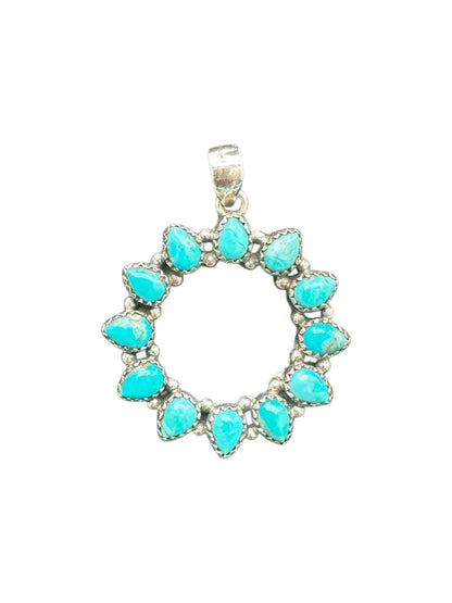 Medium Star Sun Pendant - Sterling Silver and Kingman Turquoise - Artisan Collection