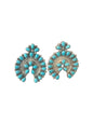 Large Vintage Traditional Zuni Naja Earrings - Sterling Silver and Kingman Turquoise - Handmade Native American - Eugenia Jean Ashley