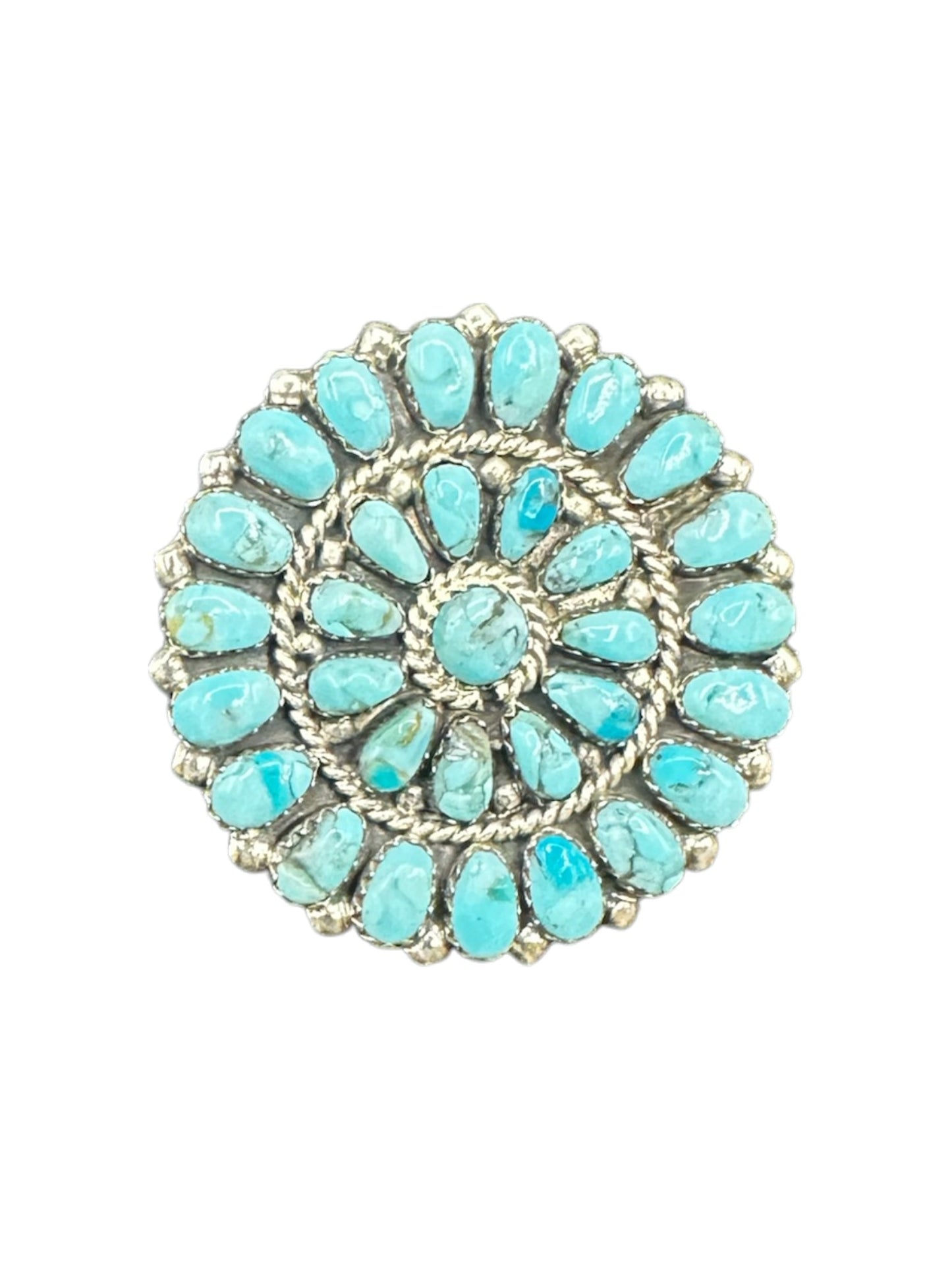 Zuni Cluster Pendant & Brooch - Sterling Silver and Turquoise - Handmade Native American - Lorraine Waatsa