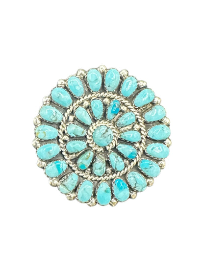 Zuni Cluster Pendant & Brooch - Sterling Silver and Turquoise - Handmade Native American - Lorraine Waatsa