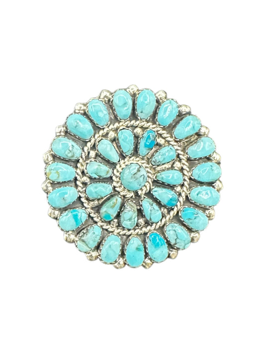 Zuni Cluster Pendant & Brooch - Sterling Silver and Turquoise - Handmade Native American - Lorraine Waatsa