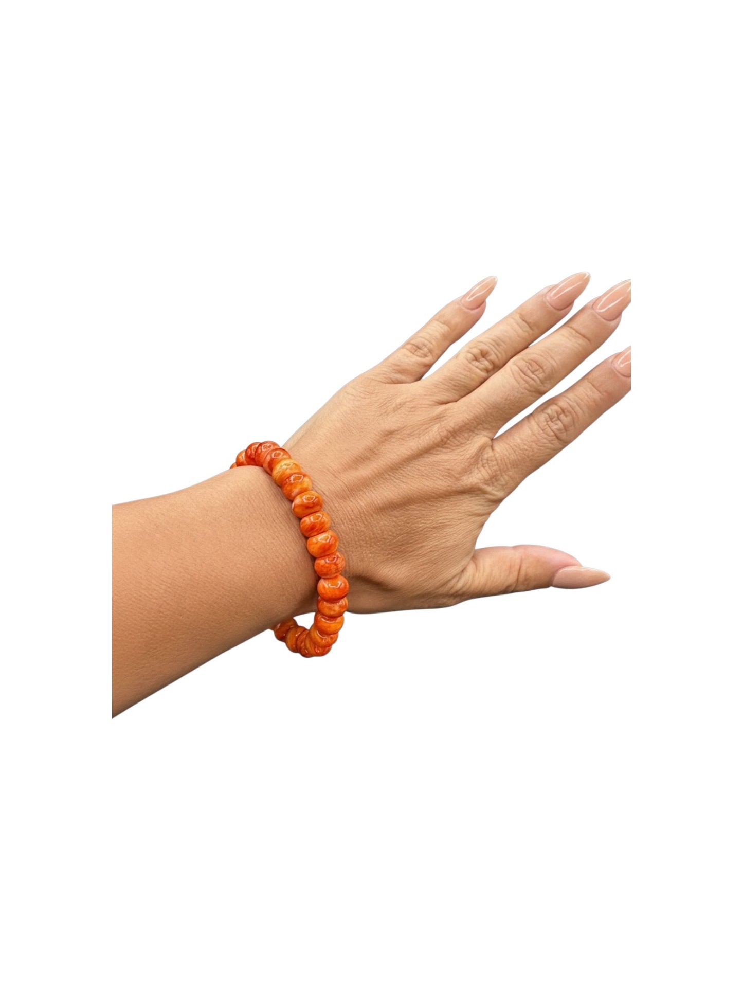 Orange Spiny Oyster Stretch Bracelet – 10MM Rondelle Beads –  Handstrung Artisan Collection