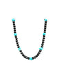 6MM Black Onyx Pearl Necklace with Genuine Turquoise Nuggets -  Hand Strung Artisan Collection