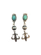 Inverted Fleurdelisé Drop Earrings - Kingman Turquoise & Sterling Silver - Handcrafted Artisan