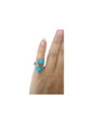 Small Double Teardrop Adjustable Ring - Sterling Silver & Spiny Oyster