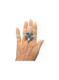Medium Multi Stone Cluster Ring - Sterling Silver, Genuine Turquoise and Spiny Oyster – Handmade Native American – Sharon Francisco
