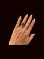 Small Leaf Cuff Ring  – Sterling Silver and Genuine Lapis -  Authentic Handmade Native American