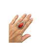 Medium Pear Cabochon Ring  – Sterling Silver and Genuine Spiny Oyster Ring -  Authentic Handmade Native American – John McCray