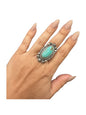 Medium Oval Cabochon Ring  – Sterling Silver and Genuine Turquoise -  Authentic Handmade Native American – Max Calladitto