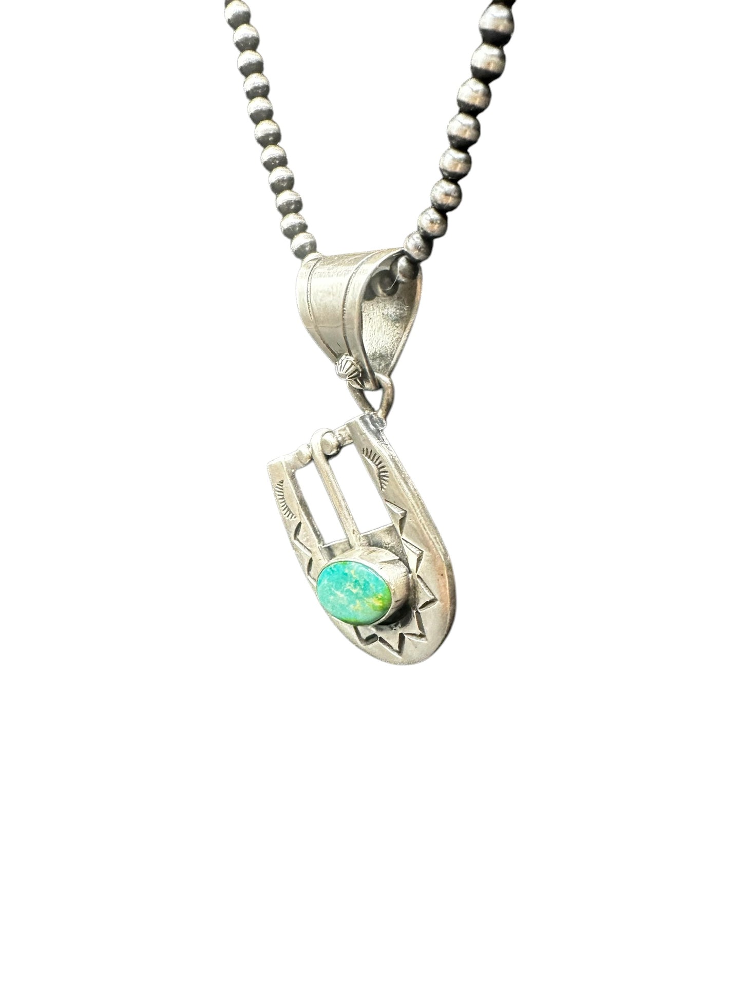 Leroy James – Belt Buckle Pendant – Sterling Silver and Genuine Turquoise-  Authentic Native American Handmade - American Sterling Silver - Made in USA