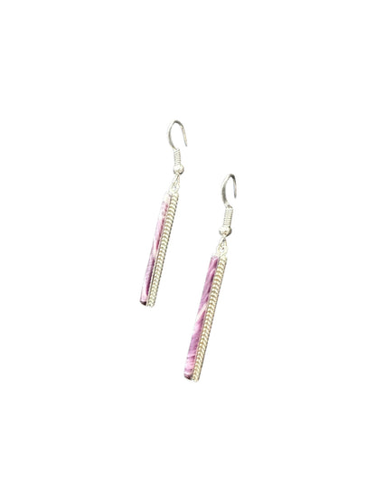 Dainty Hook Dangle Earrings – Sterling Silver, Purple Spiny Oyster Composite -  Authentic Native American Handmade -Allen Barney - Made in USA