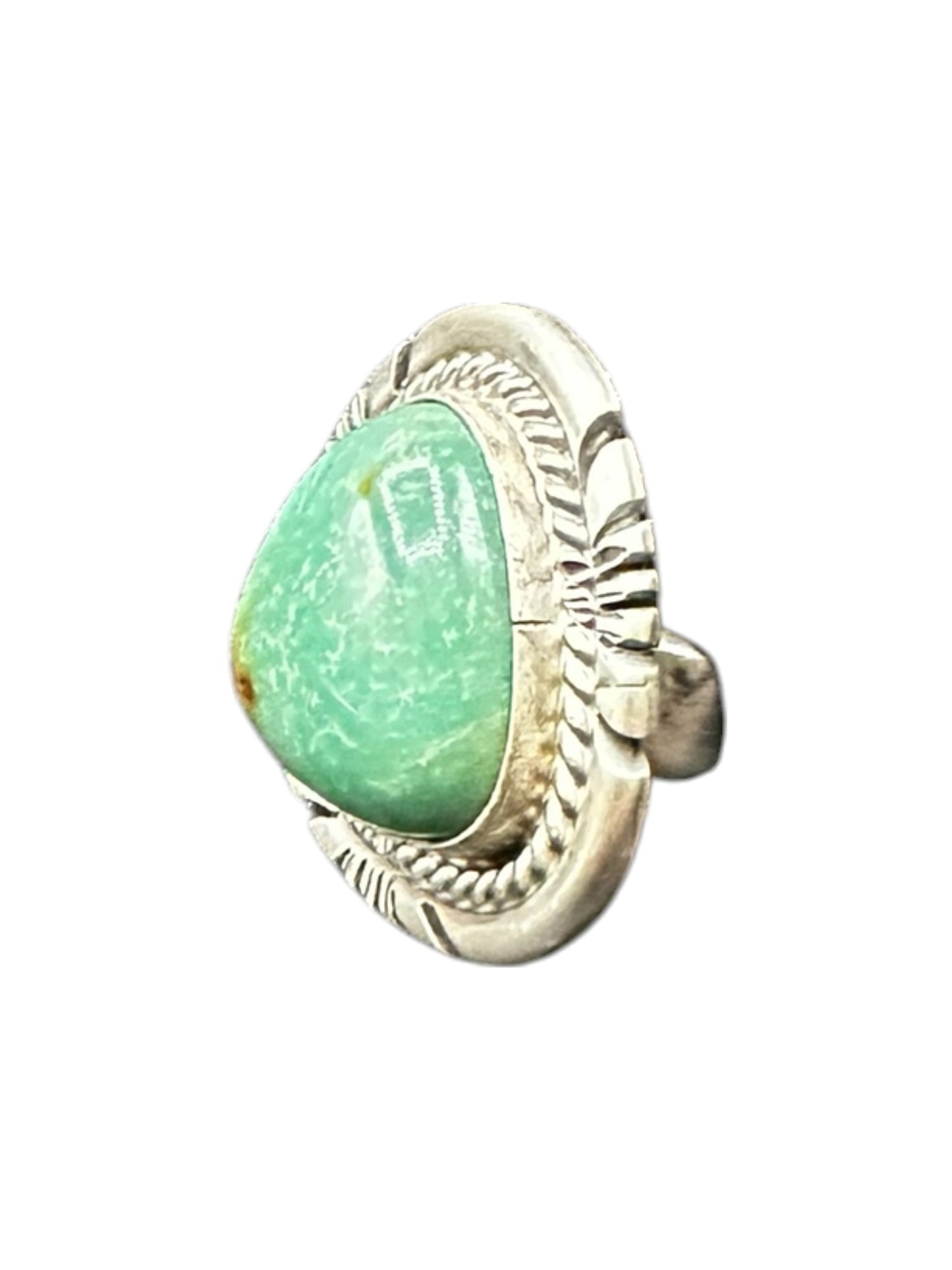 Medium Trillion Cabochon Ring  – Sterling Silver and Genuine Turquoise Ring -  Authentic Handmade Native American – John McCray
