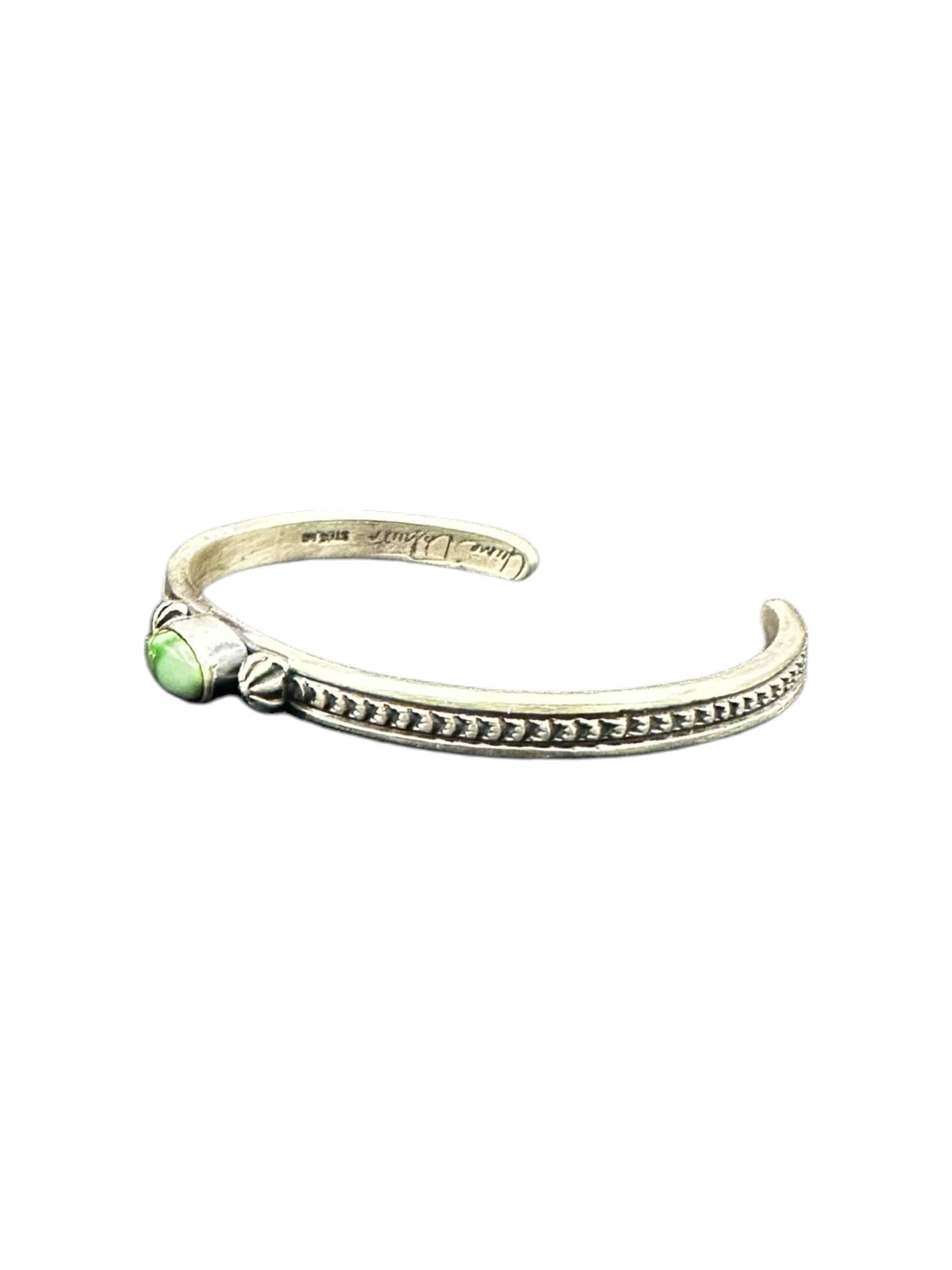 Dainty Skinny Stacker Cuff Bracelet – Sterling Silver and Turquoise-  Authentic Native American Handmade – June Defauito – Longhorn Luster LLC