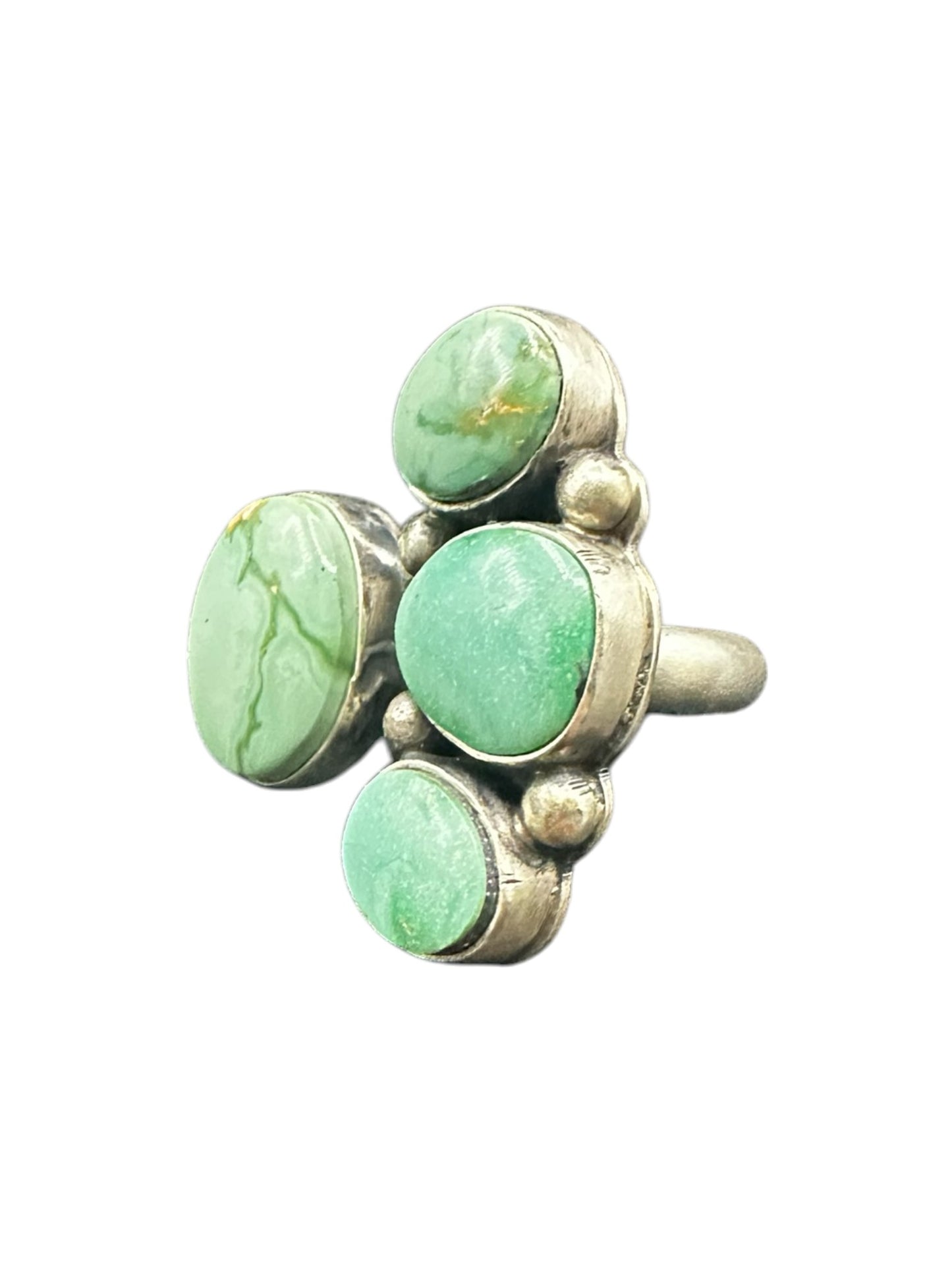Large Quarter Cluster Ring  – Sterling Silver and Genuine Turquoise -  Authentic Handmade Native American – Emer Thompson