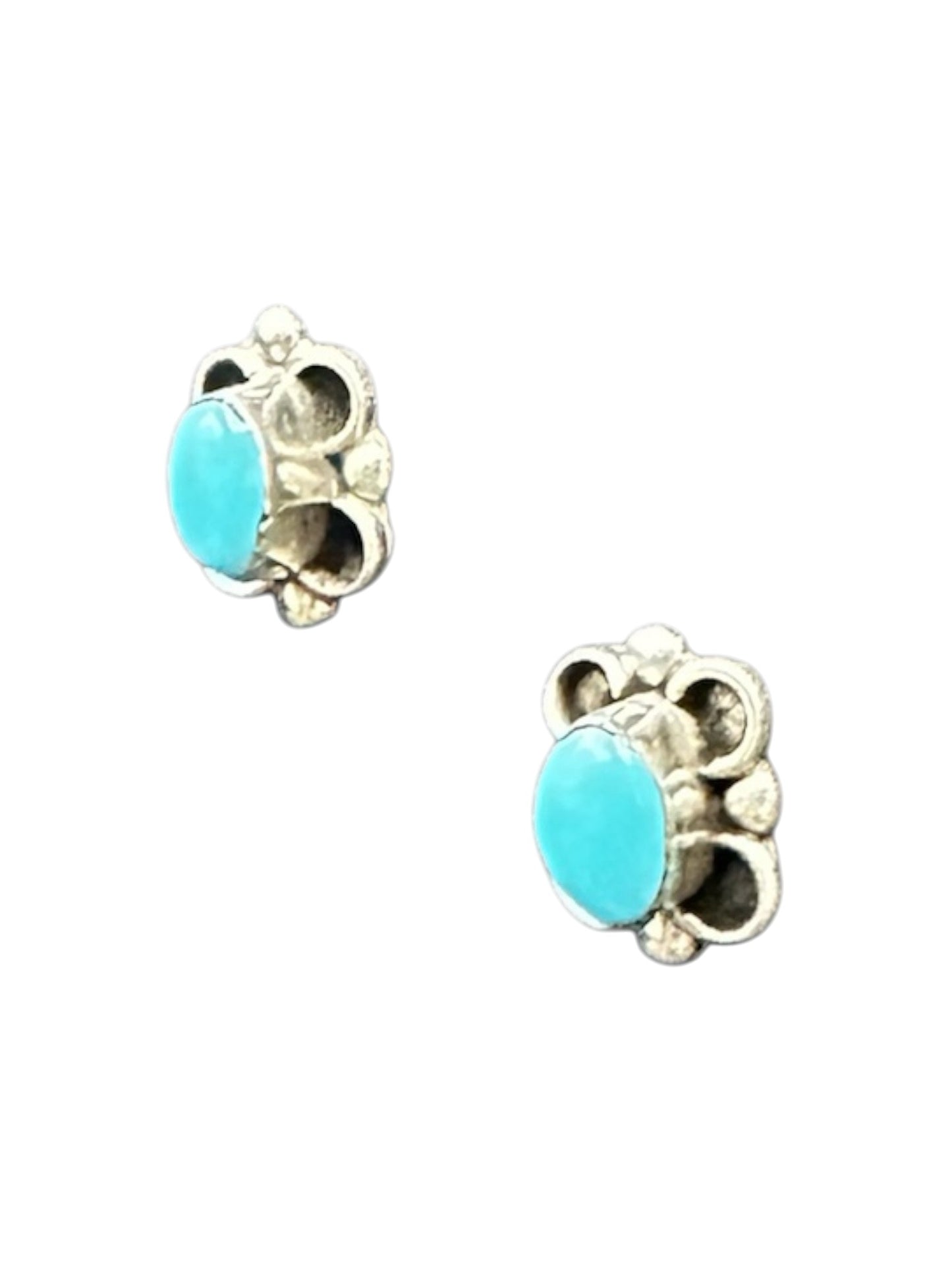 Small Butterfly Stud Earrings – Sterling Silver and Genuine Sleeping Beauty Turquoise -  Authentic Native American Handmade - American Sterling Silver - Made in USA