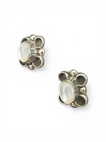 Small Butterfly Stud Earrings – Sterling Silver and Genuine Mother of Pearl -  Authentic Native American Handmade - American Sterling Silver - Made in USA