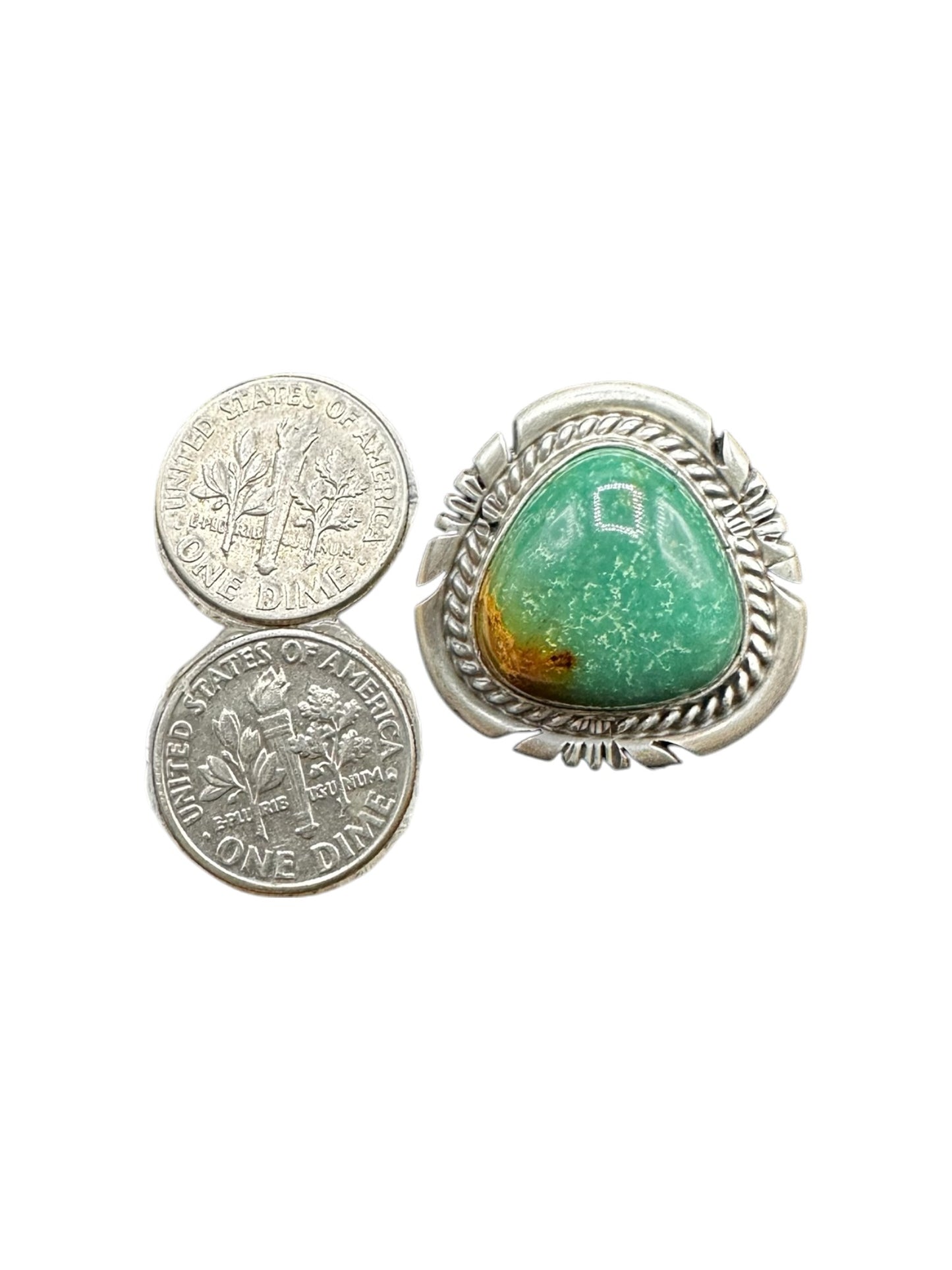 Medium Trillion Cabochon Ring  – Sterling Silver and Genuine Turquoise Ring -  Authentic Handmade Native American – John McCray