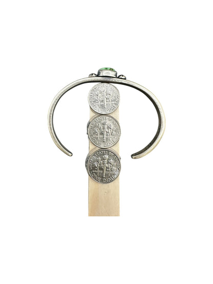 Dainty Skinny Stacker Cuff Bracelet – Sterling Silver and Turquoise-  Authentic Native American Handmade – June Defauito – Longhorn Luster LLC