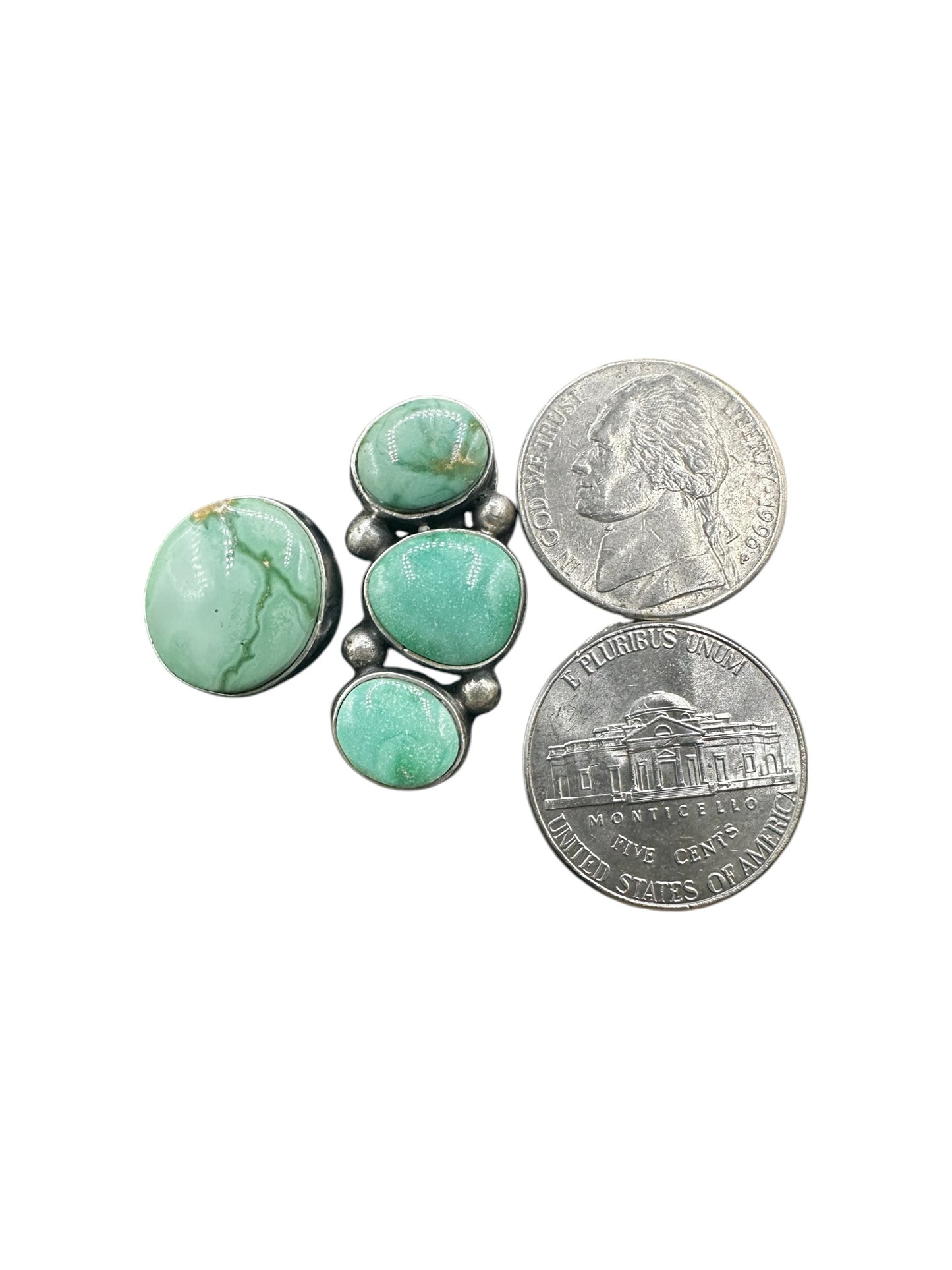 Large Quarter Cluster Ring  – Sterling Silver and Genuine Turquoise -  Authentic Handmade Native American – Emer Thompson