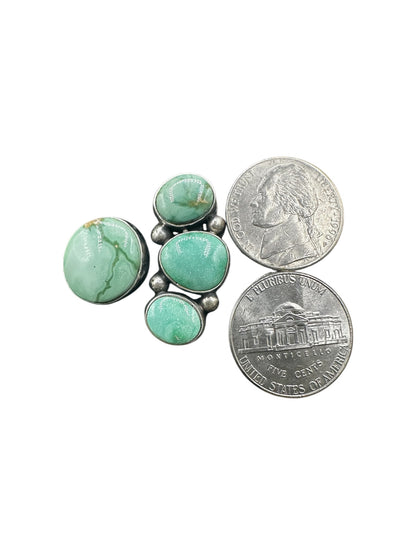 Large Quarter Cluster Ring  – Sterling Silver and Genuine Turquoise -  Authentic Handmade Native American – Emer Thompson