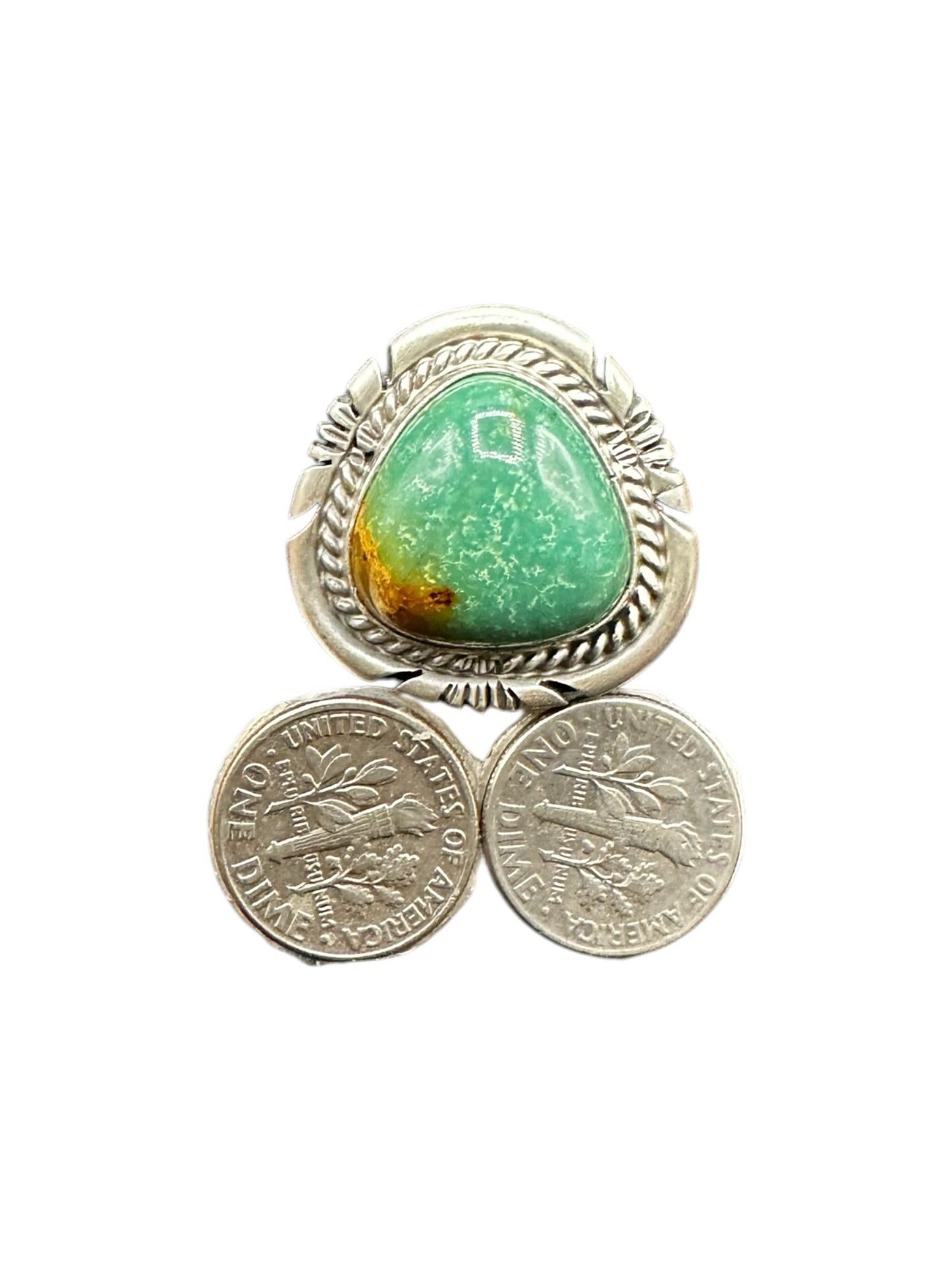 Medium Trillion Cabochon Ring  – Sterling Silver and Genuine Turquoise Ring -  Authentic Handmade Native American – John McCray