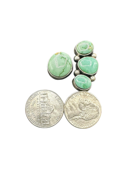 Large Quarter Cluster Ring  – Sterling Silver and Genuine Turquoise -  Authentic Handmade Native American – Emer Thompson