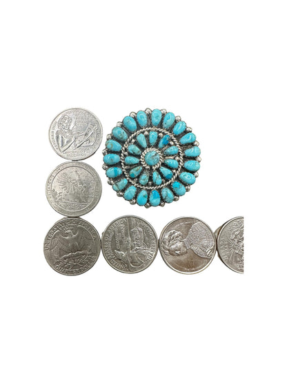 Zuni Cluster Pendant & Brooch - Sterling Silver and Turquoise - Handmade Native American - Lorraine Waatsa