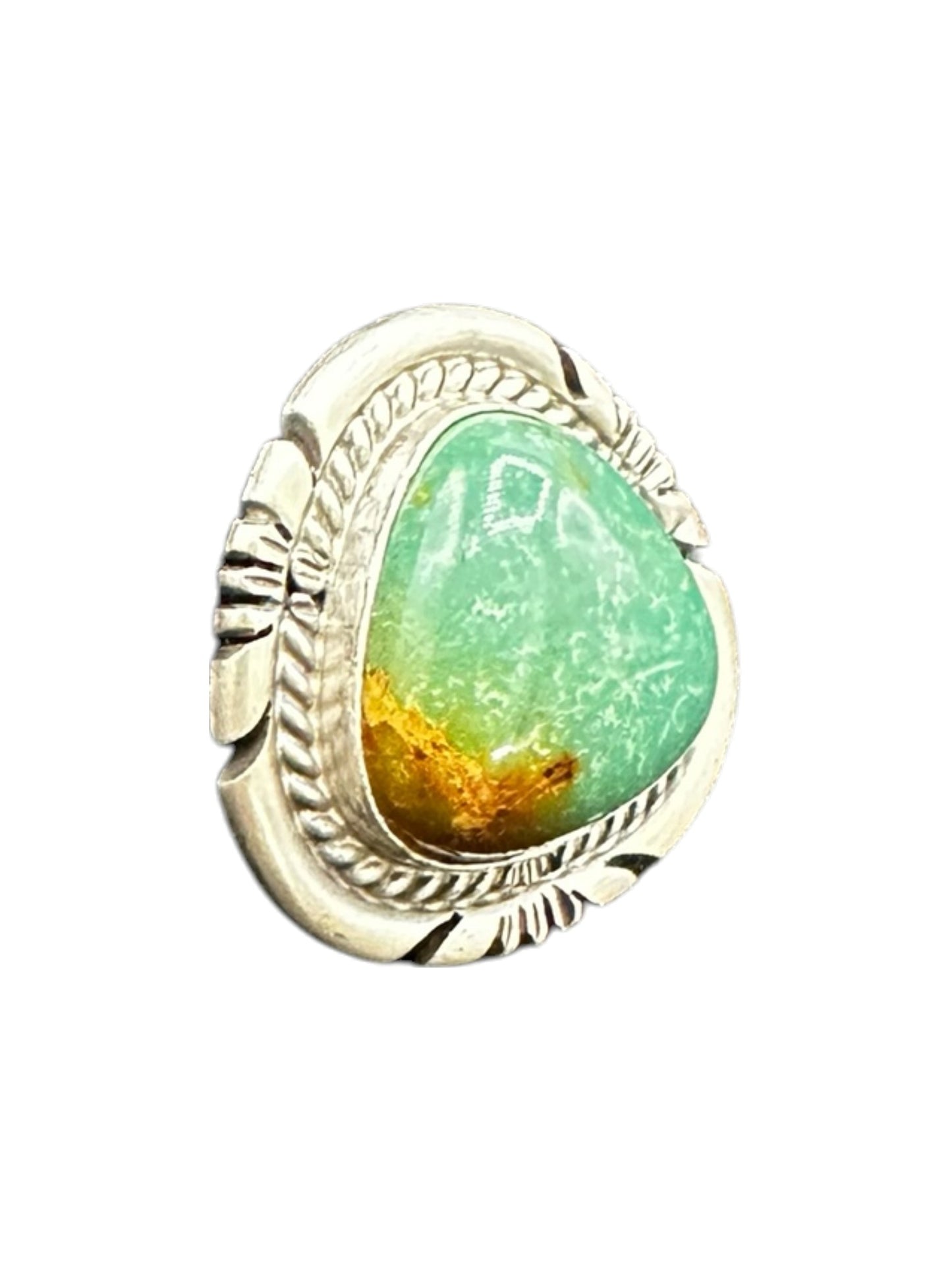 Medium Trillion Cabochon Ring  – Sterling Silver and Genuine Turquoise Ring -  Authentic Handmade Native American – John McCray