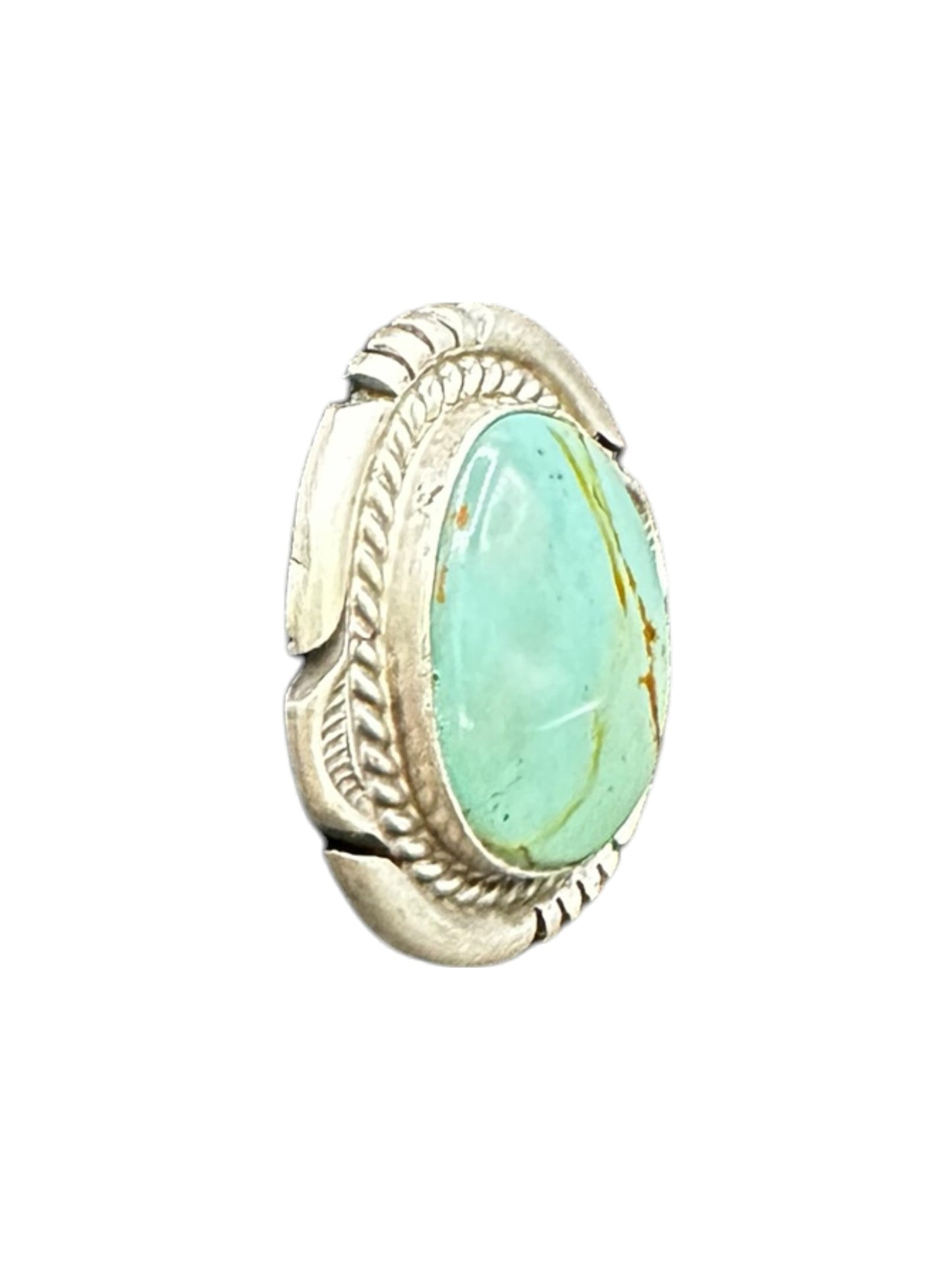 Medium Wide Oval Cabochon Ring  – Sterling Silver and Genuine Turquoise Ring -  Authentic Handmade Native American – John McCray