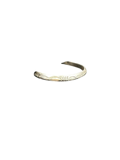 Skinny Stacker Cuff Bracelet – Sterling Silver -  Authentic Native American Handmade - American Sterling Silver - Made in USA – Leander Tahe