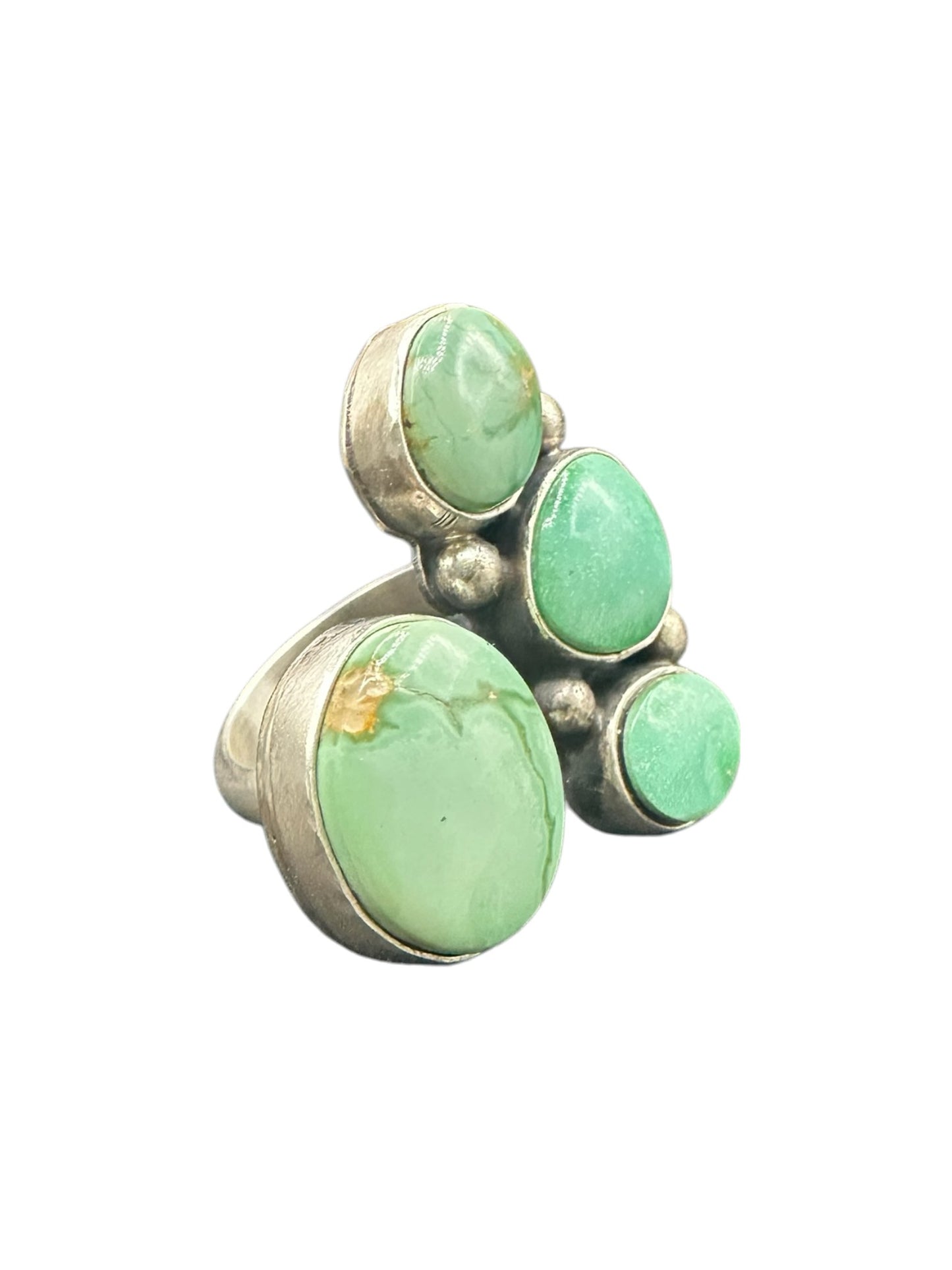 Large Quarter Cluster Ring  – Sterling Silver and Genuine Turquoise -  Authentic Handmade Native American – Emer Thompson