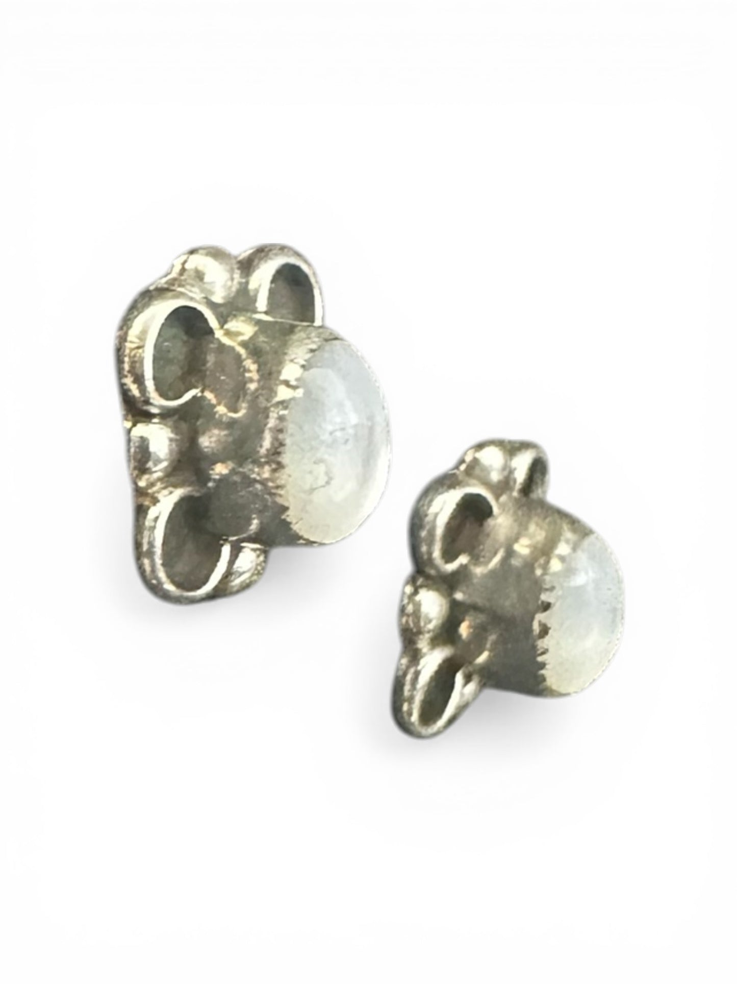 Small Butterfly Stud Earrings – Sterling Silver and Genuine Mother of Pearl -  Authentic Native American Handmade - American Sterling Silver - Made in USA