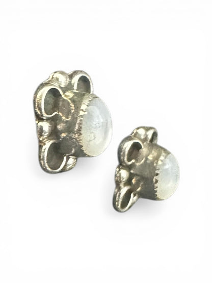 Small Butterfly Stud Earrings – Sterling Silver and Genuine Mother of Pearl -  Authentic Native American Handmade - American Sterling Silver - Made in USA