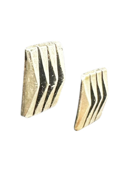 Small Square Sterling Silver Stud Earrings - Handmade Native American - Leander Tahe