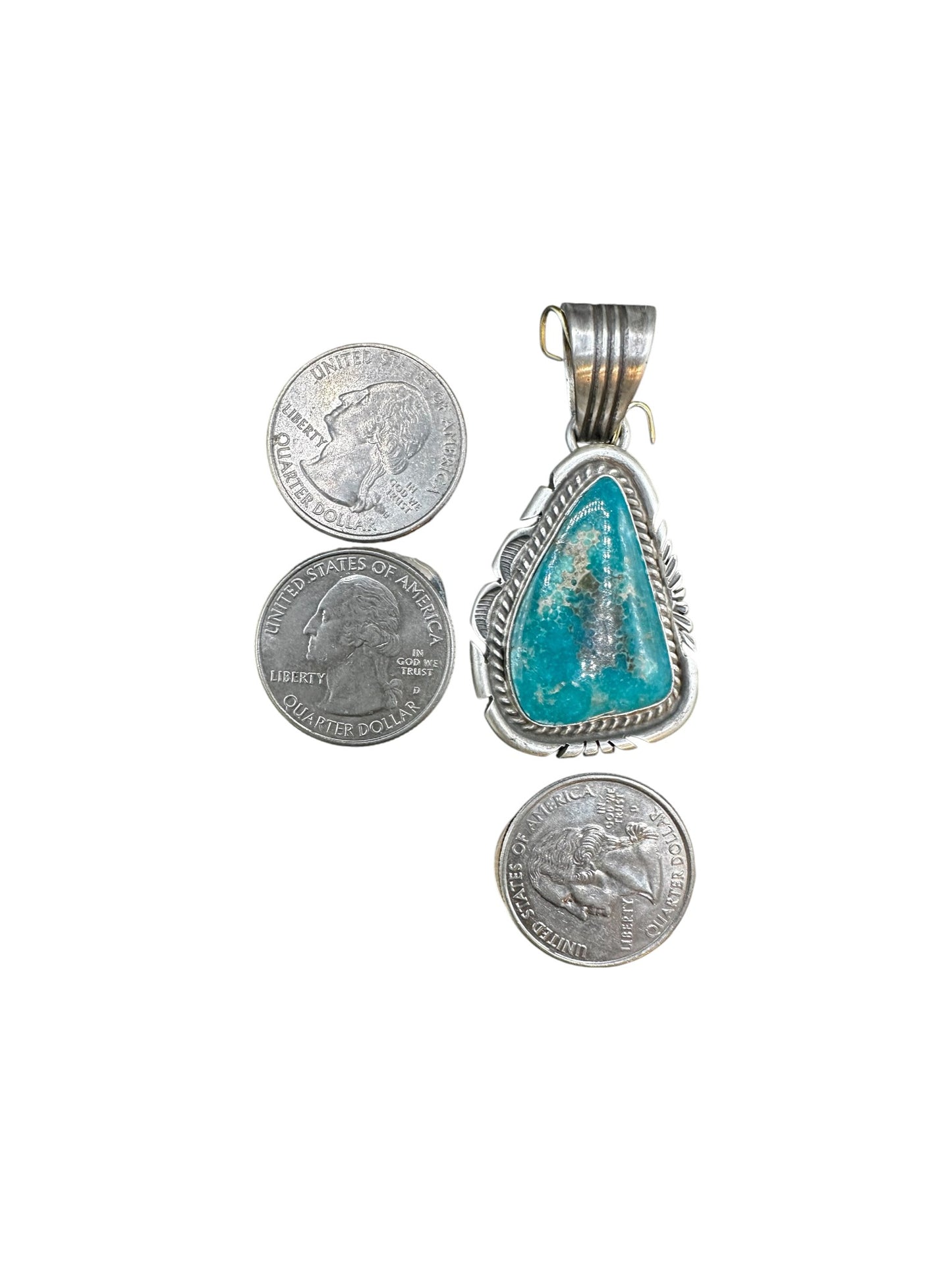 Jon McCray Free Form Pendant – Genuine Turquoise and Sterling Silver - Handmade Native American