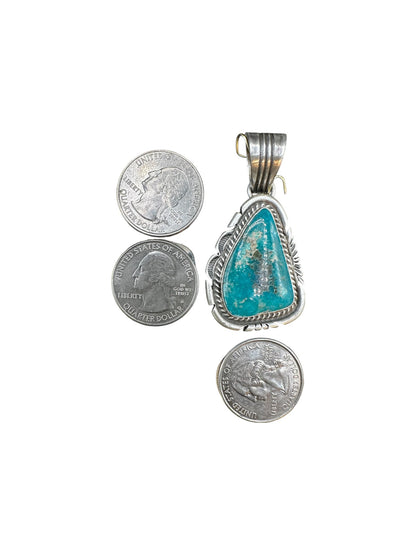 Jon McCray Free Form Pendant – Genuine Turquoise and Sterling Silver - Handmade Native American
