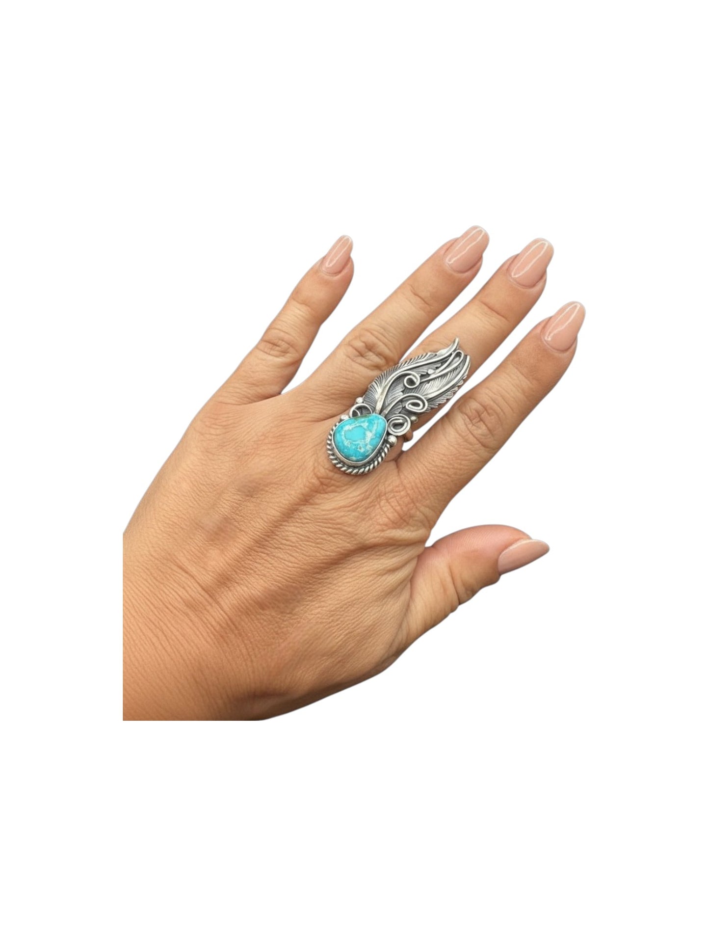 Medium Adjustable Crawler Ring - Sterling Silver and White Buffalo - Handmade Native American by Jimmy Lee