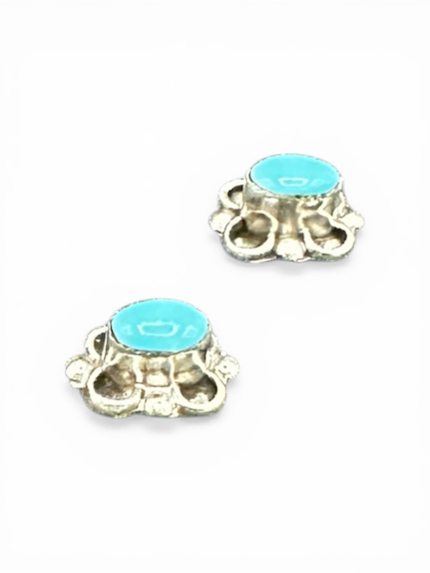 Small Butterfly Stud Earrings – Sterling Silver and Genuine Sleeping Beauty Turquoise -  Authentic Native American Handmade - American Sterling Silver - Made in USA