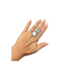 Medium Adjustable Crawler Ring - Sterling Silver and White Buffalo - Handmade Native American by Jimmy Lee