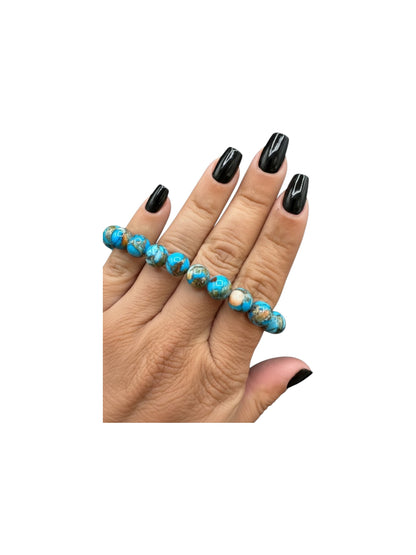 8MM Genuine Turquoise Mojave Beads – Stretch Bracelet Artisan Collection