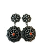 Large Concho Earrings - Sterling Silver and Genuine Spiny Oyster - Handmade Native American by Tsosie (Orville) White