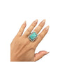 Medium Rectangle Cabochon Ring  – Sterling Silver and Genuine Turquoise Ring -  Authentic Handmade Native American – John McCray