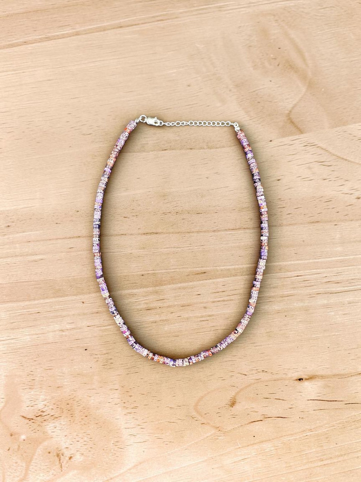 4MM Heishi Necklace – Genuine Jasper Quartz  - Hand-strung Artisan Collection